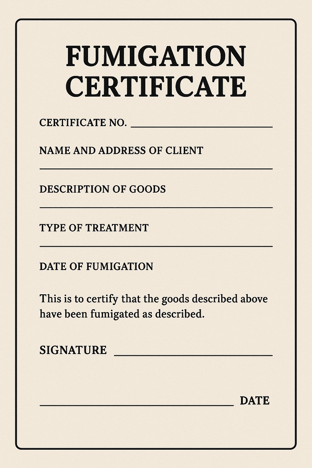 fumigation certificate