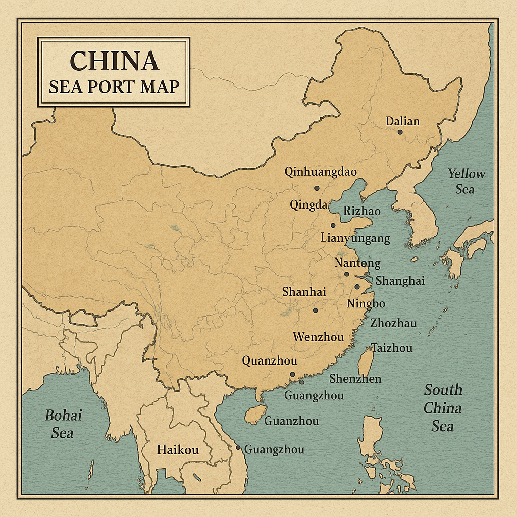 china sea port map