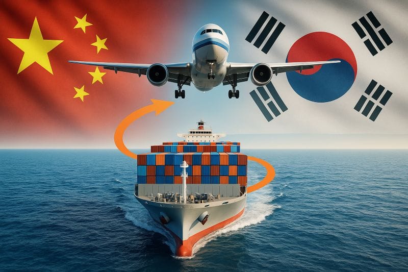 shipping from china to south korea