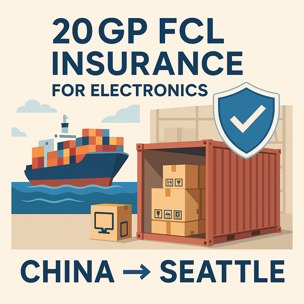 20GP FCL insurance for electronics from China to Seattle