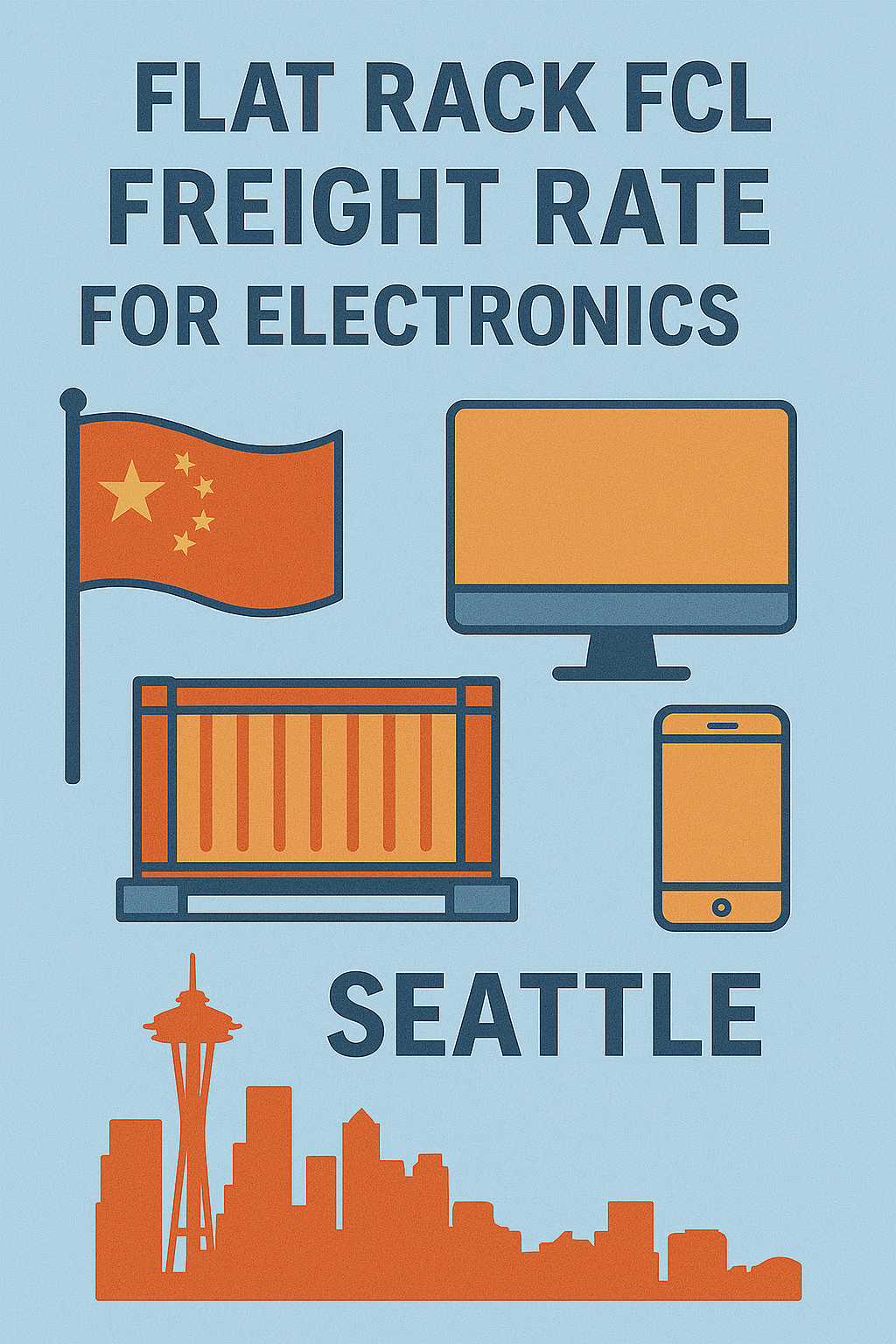 Flat Rack FCL freight rate for electronics from China to Seattle