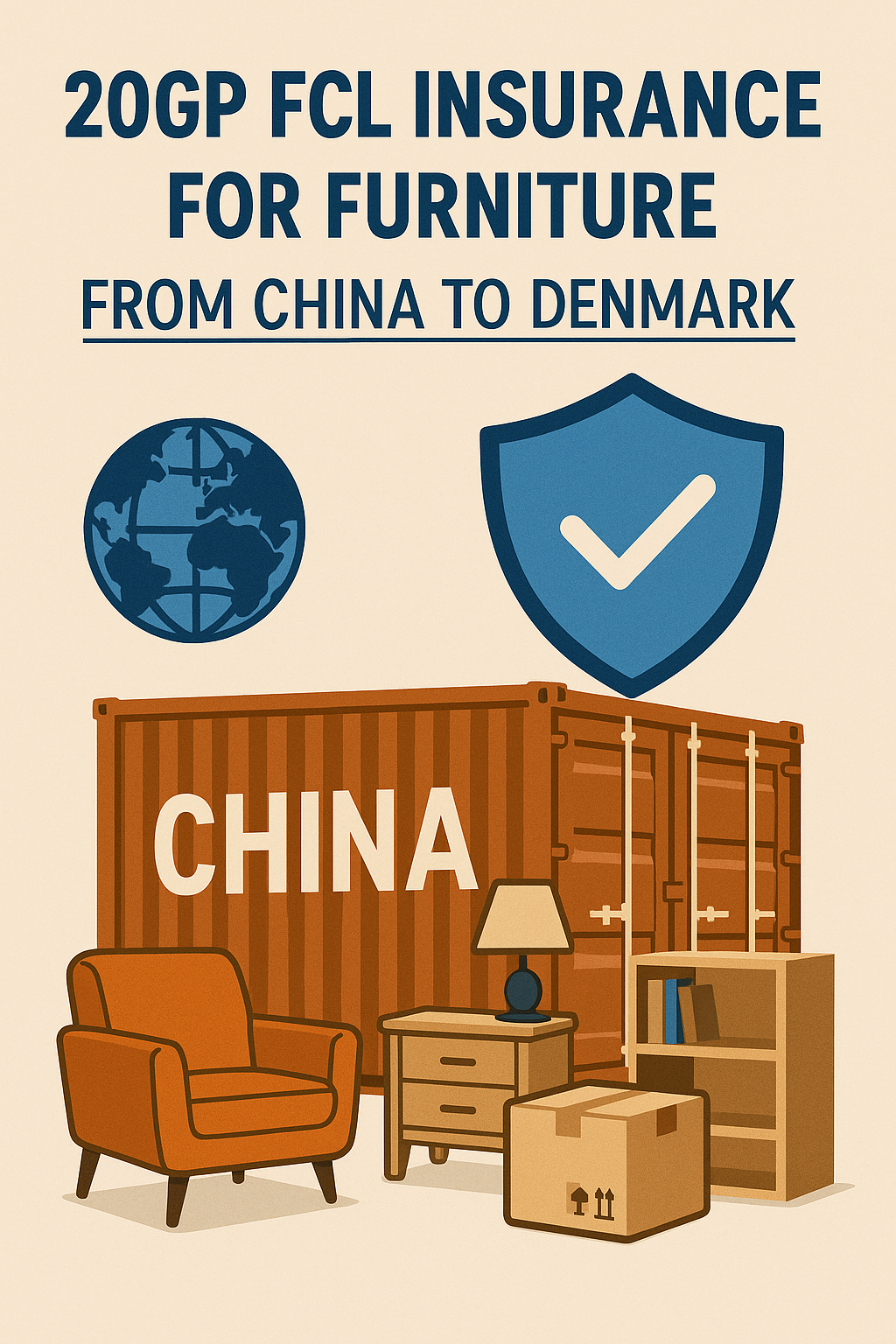 20GP FCL insurance for furniture from China to Denmark