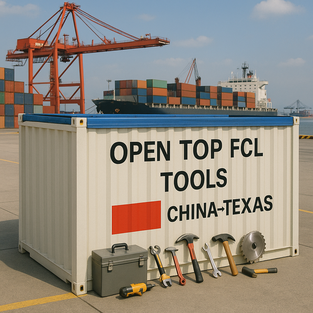Open Top FCL space availability for hardware tools from China to Texas