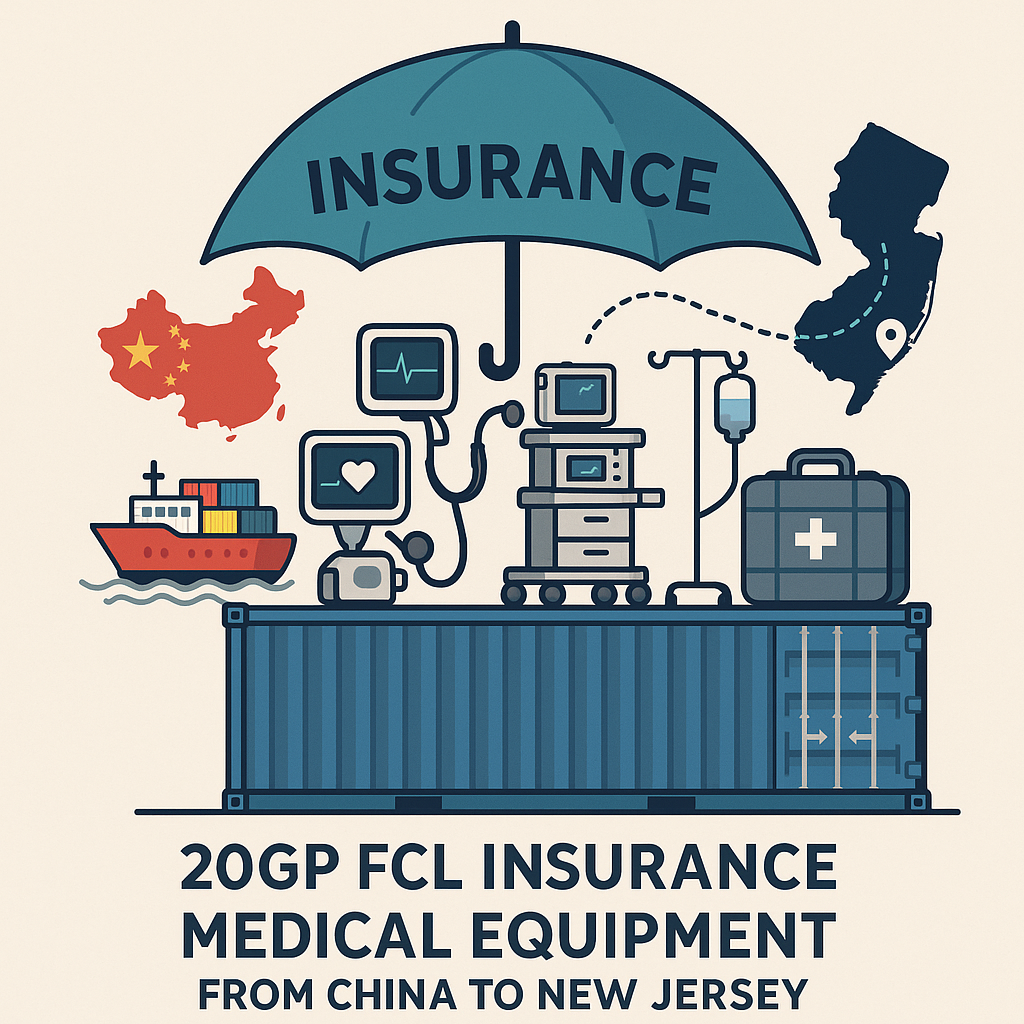 20GP FCL insurance for medical equipment from China to New Jersey
