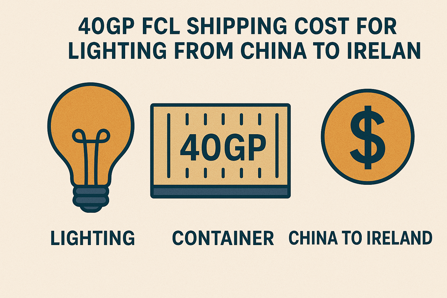 40GP FCL shipping cost for lighting from China to Ireland