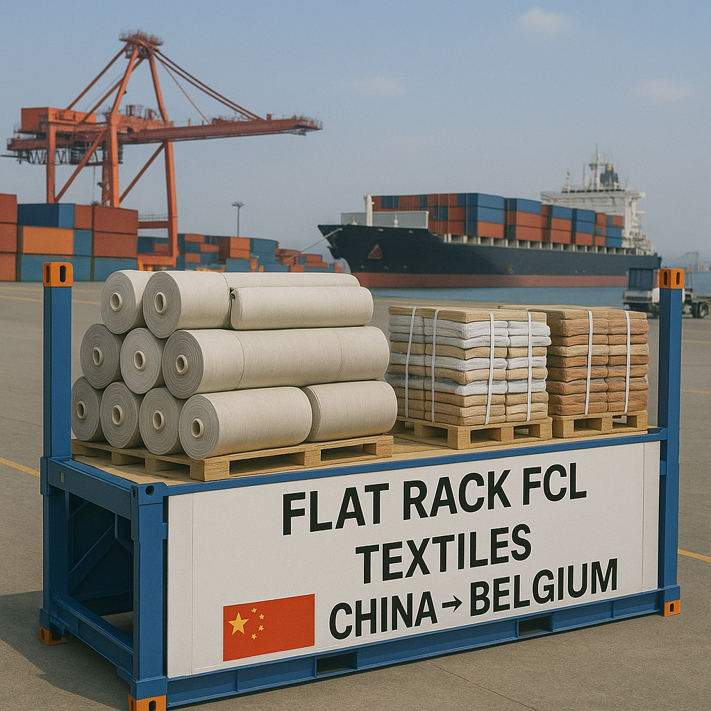 Flat Rack FCL booking process for textiles from China to Belgium
