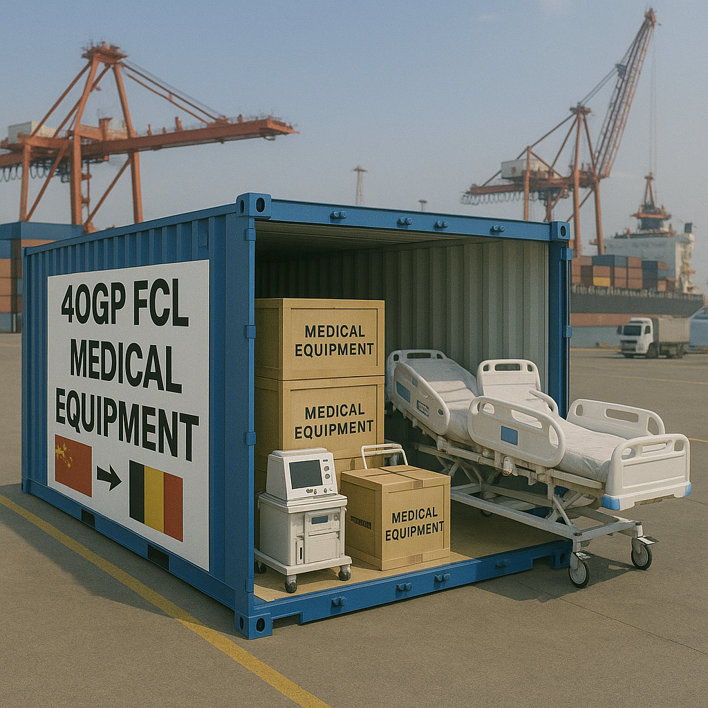 40GP FCL insurance for medical equipment from China to Belgium