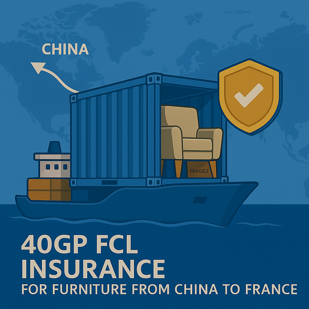 40GP FCL insurance for furniture from China to France