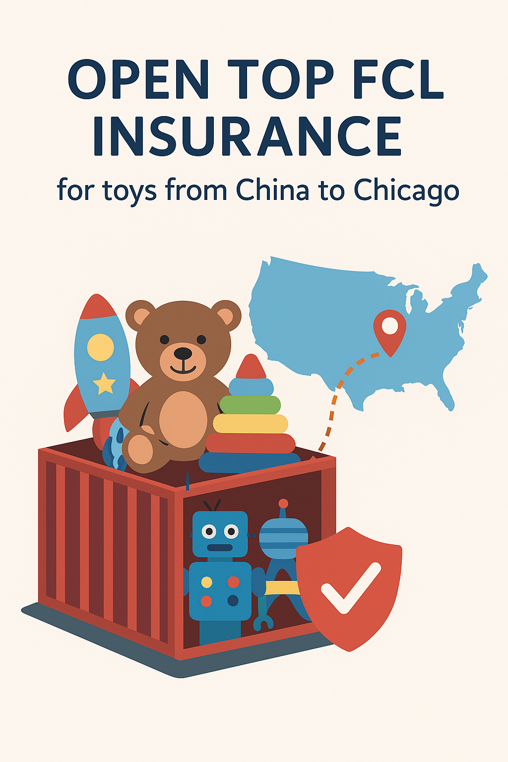 Open Top FCL insurance for toys from China to Chicago