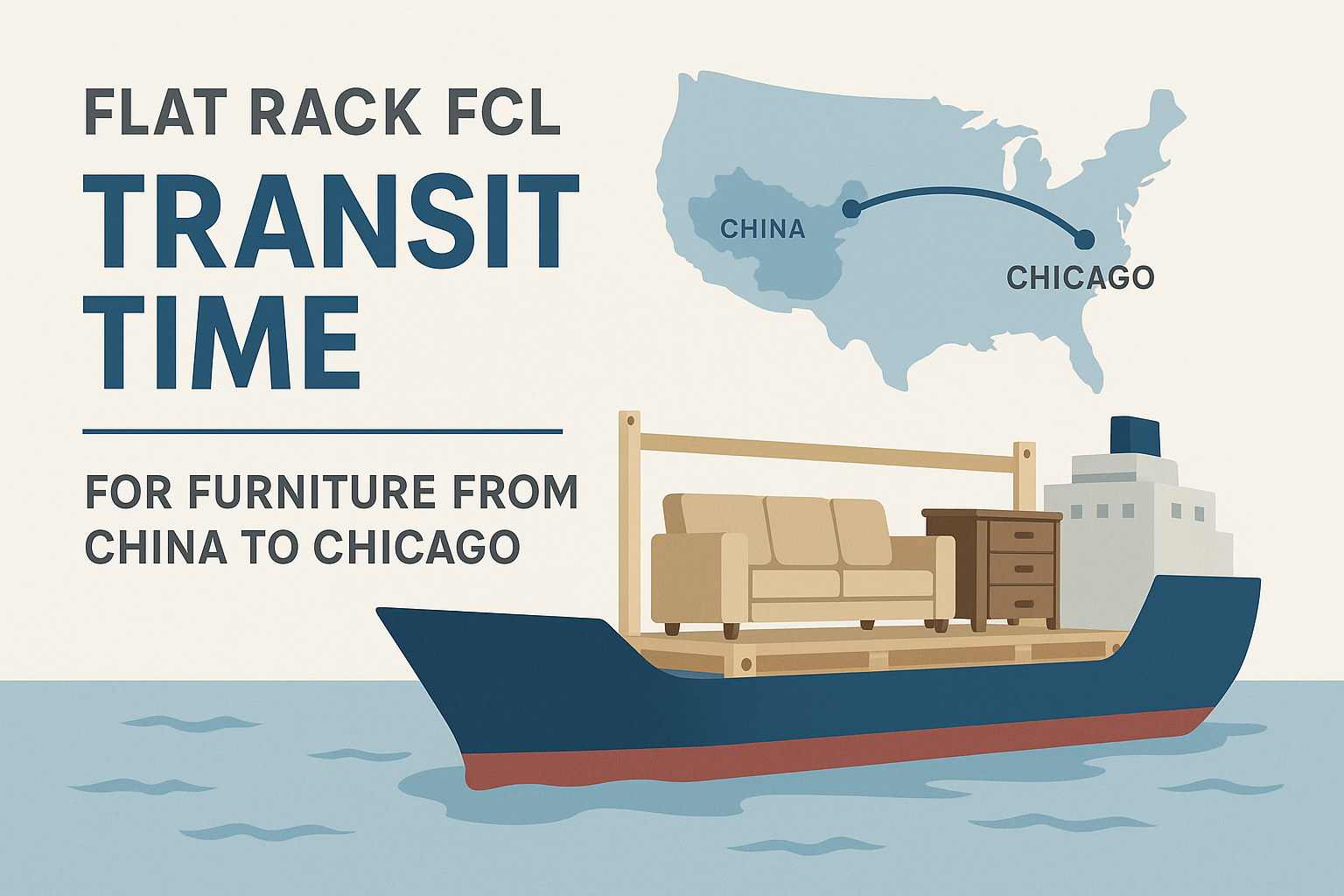 Flat Rack FCL transit time for furniture from China to Chicago