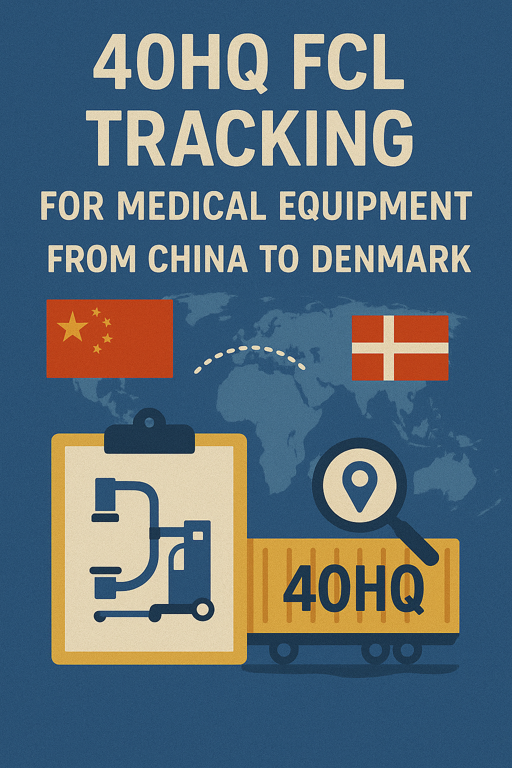40HQ FCL tracking for medical equipment from China to Denmark