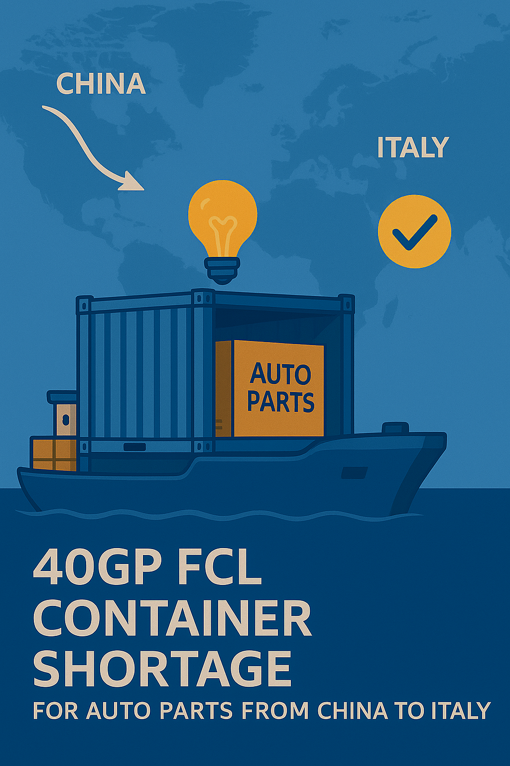 40GP FCL container shortage solution for auto parts from China to Italy