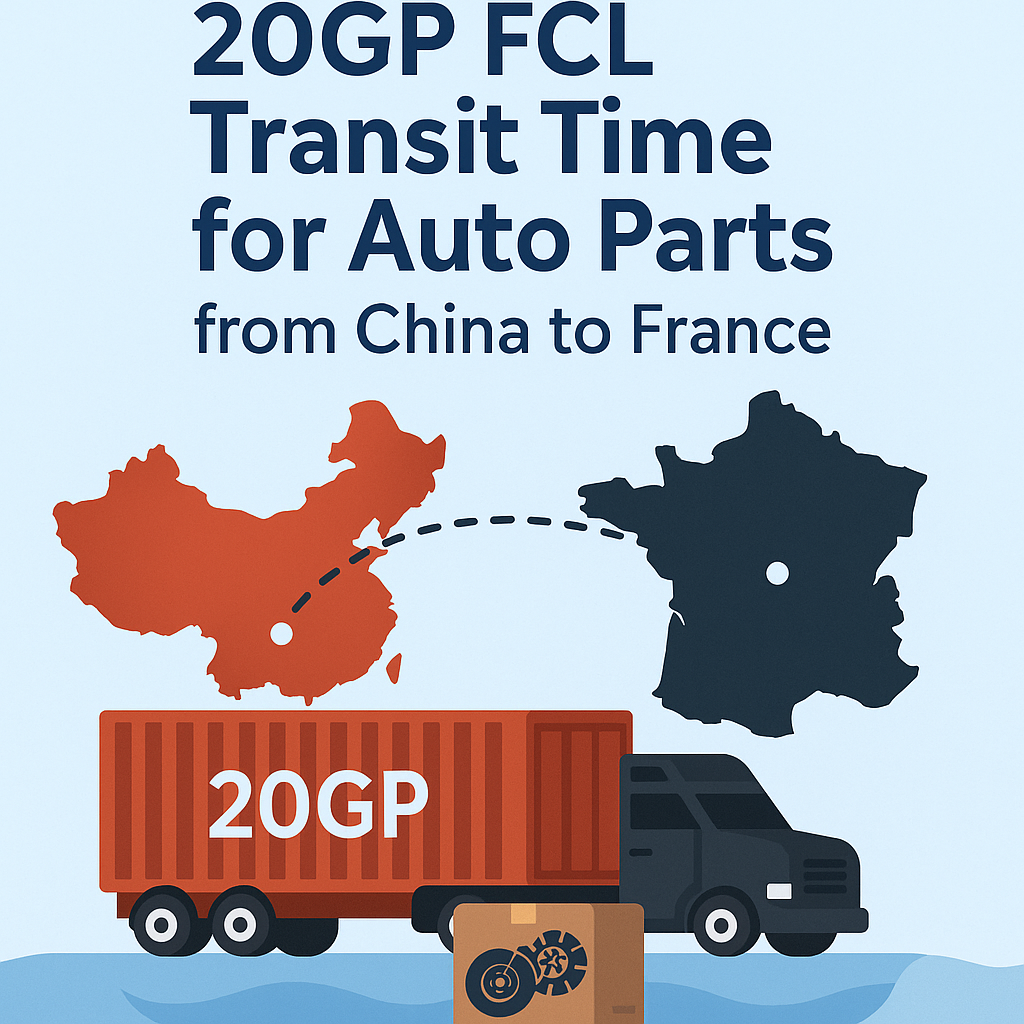 20GP FCL transit time for auto parts from China to France