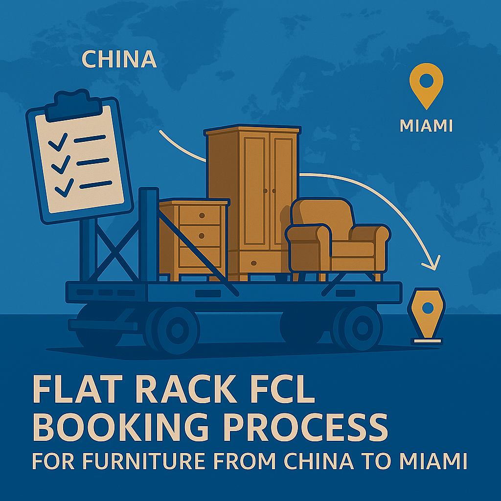 Flat Rack FCL booking process for furniture from China to Miami