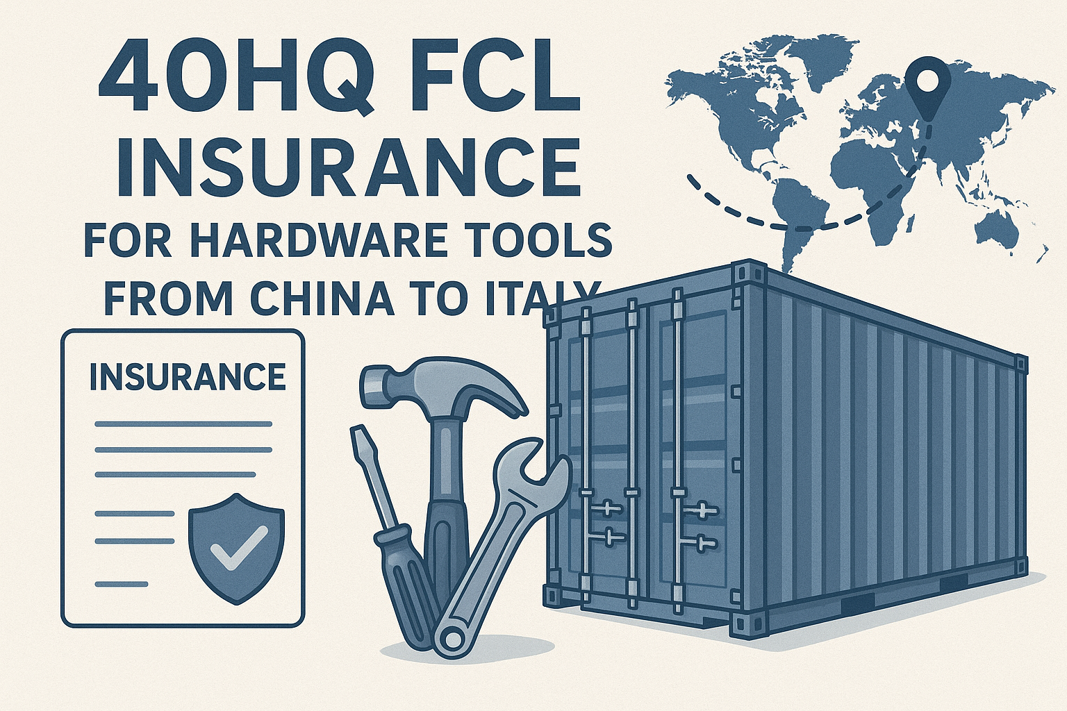 40HQ FCL insurance for hardware tools from China to Italy