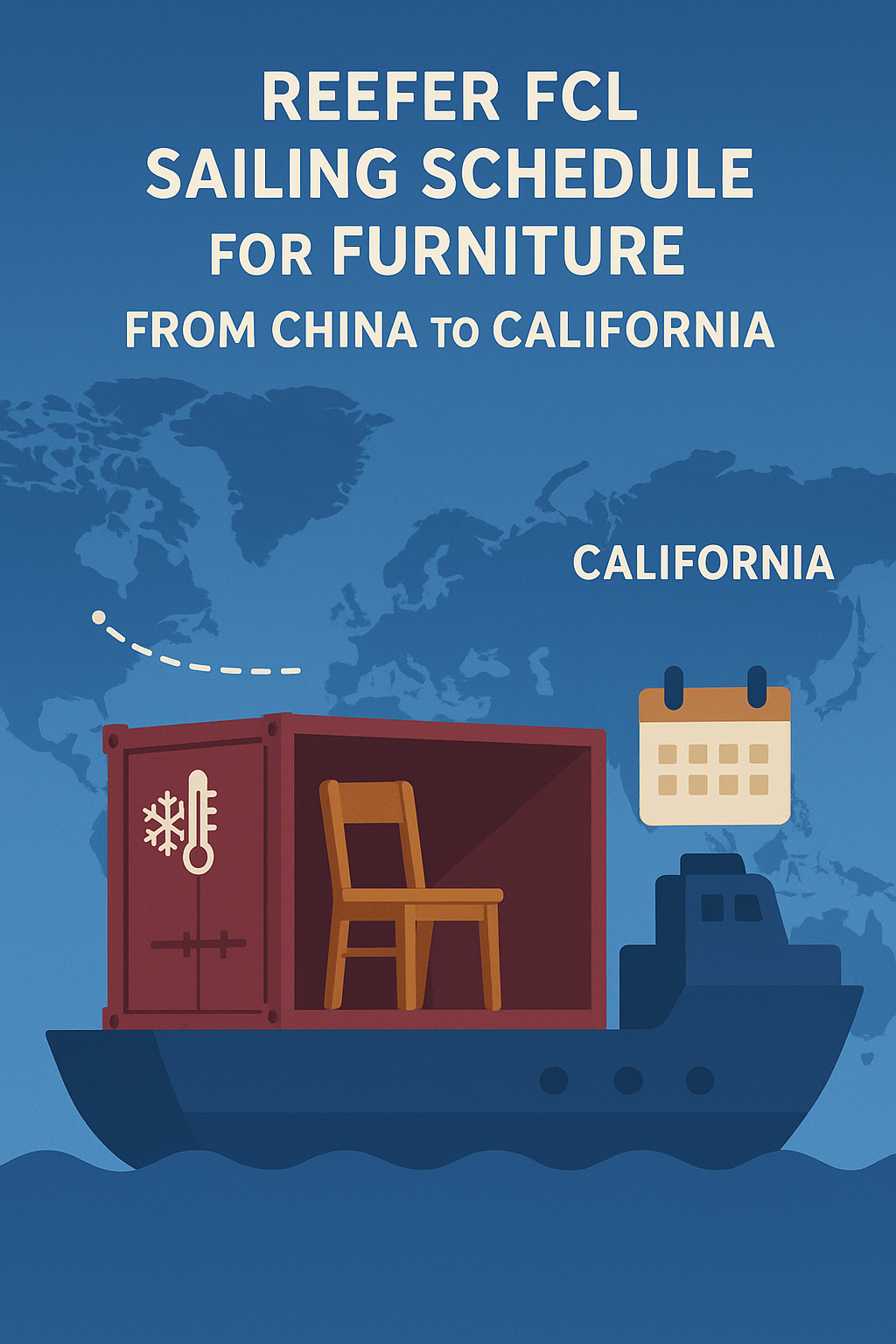 Reefer FCL sailing schedule for furniture from China to California