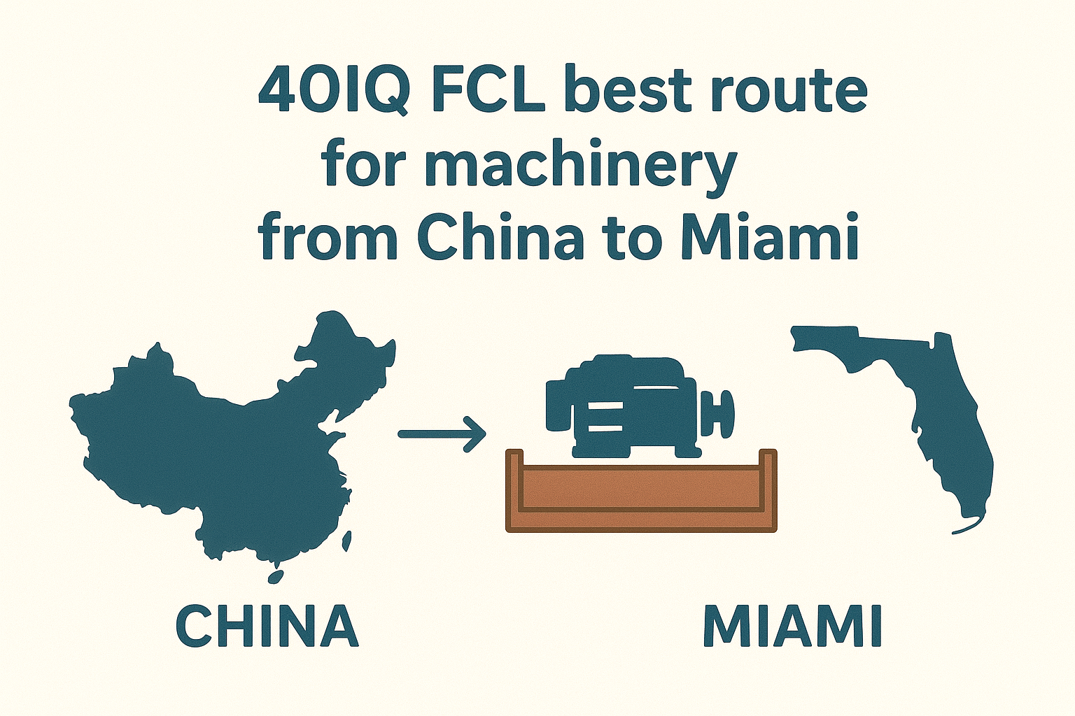 40HQ FCL best route for machinery from China to Miami