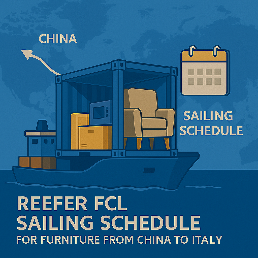 Reefer FCL sailing schedule for furniture from China to Italy