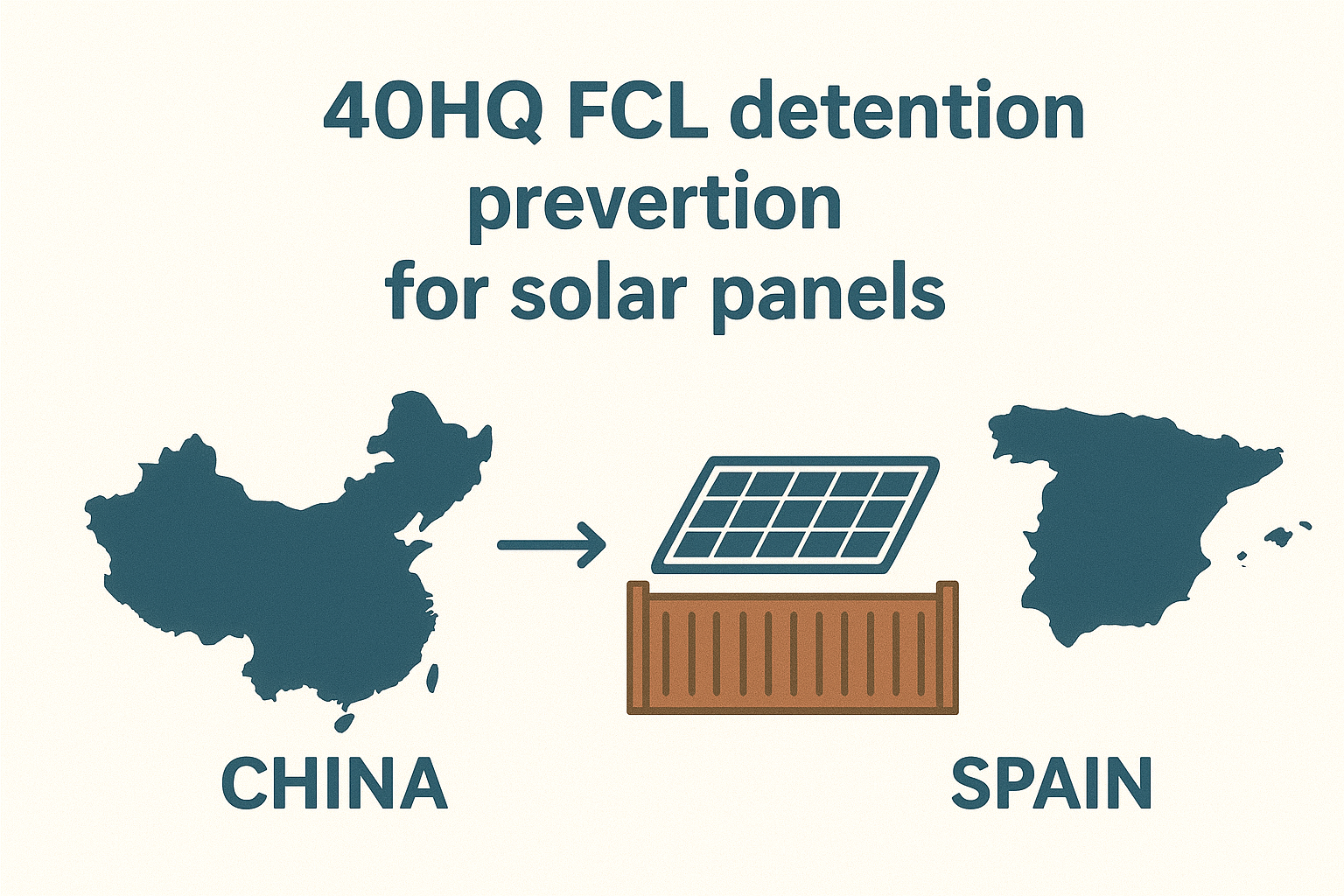 40HQ FCL detention prevention for solar panels from China to Spain