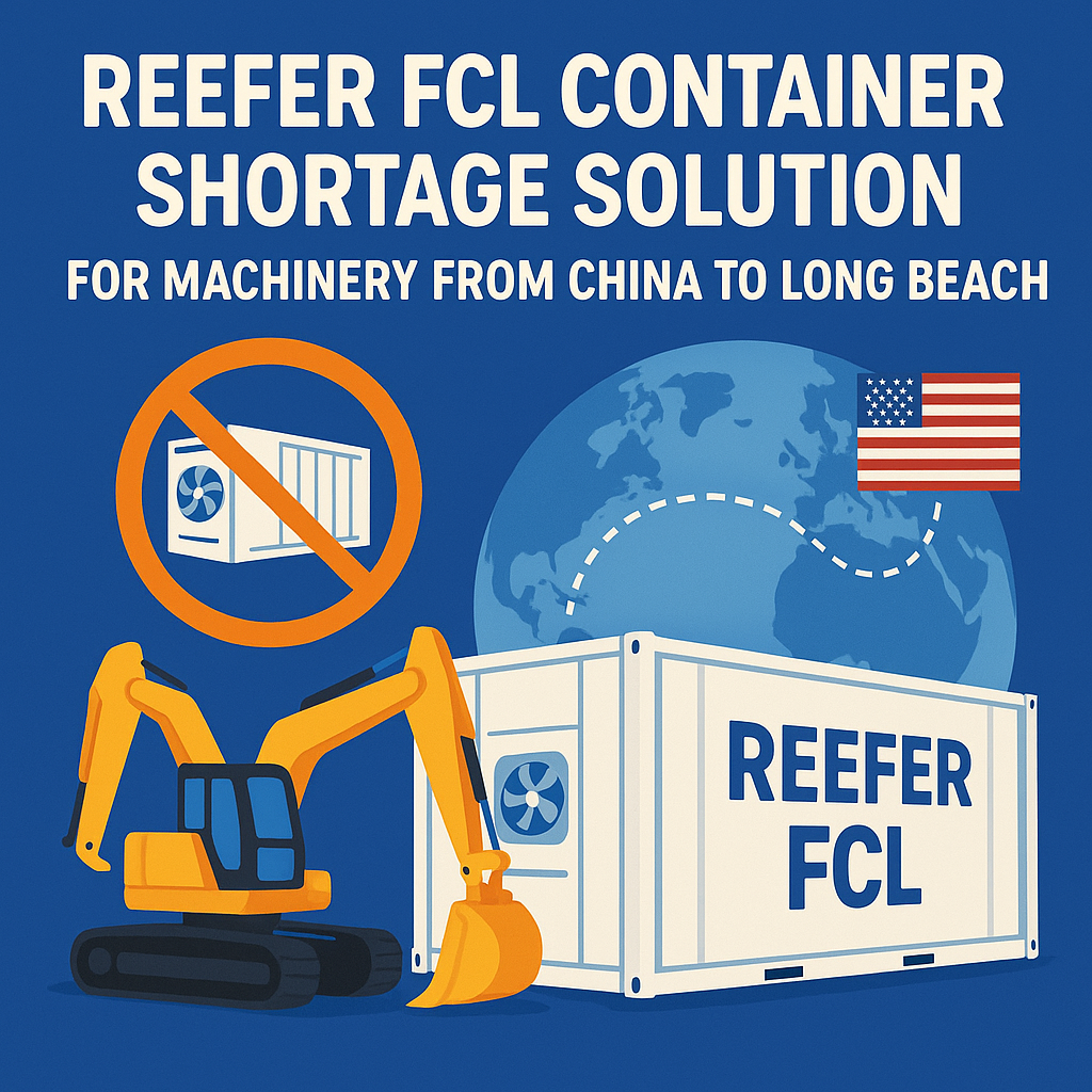 Reefer FCL container shortage solution for machinery from China to Long Beach