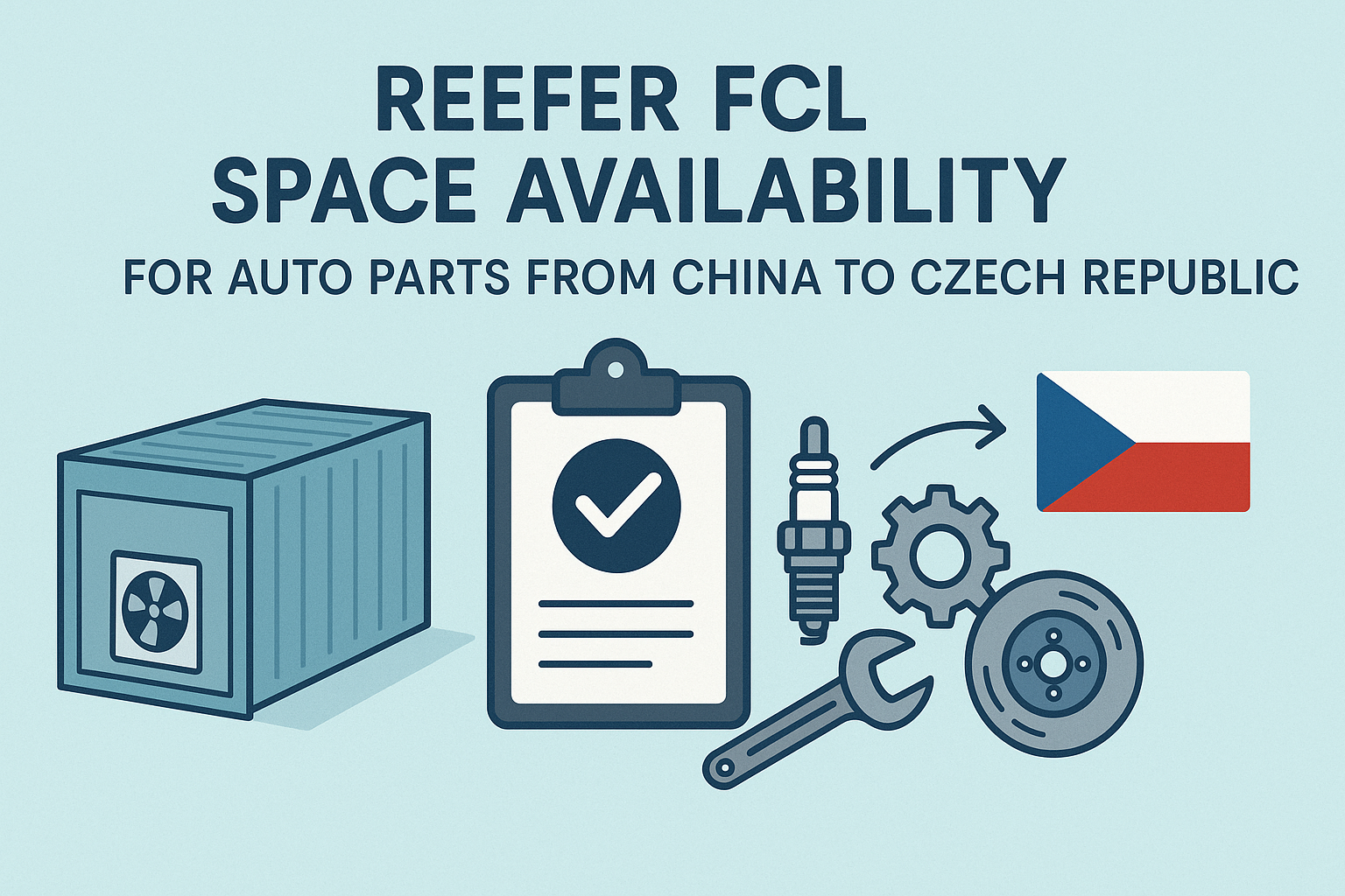 Reefer FCL space availability for auto parts from China to Czech Republic