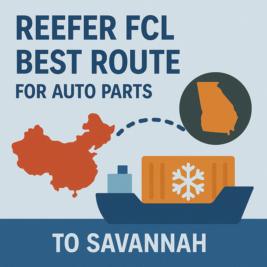 Reefer FCL best route for auto parts from China to Savannah