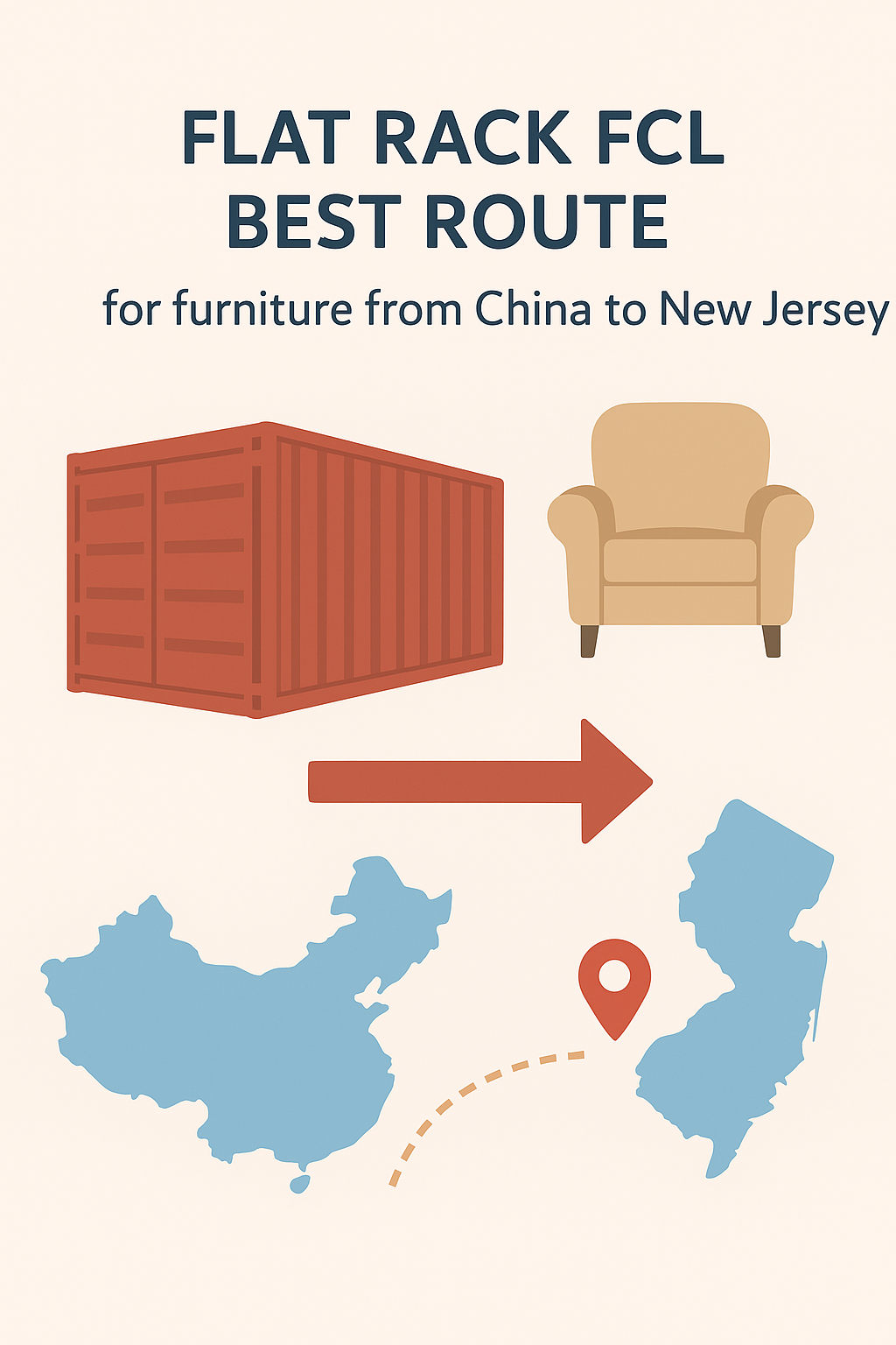 Flat Rack FCL best route for furniture from China to New Jersey