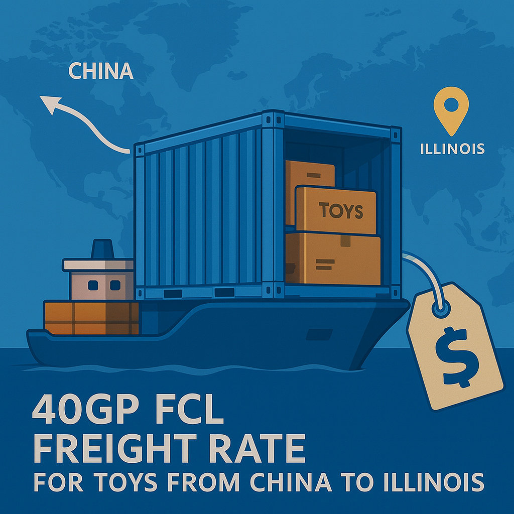 40GP FCL freight rate for toys from China to Illinois