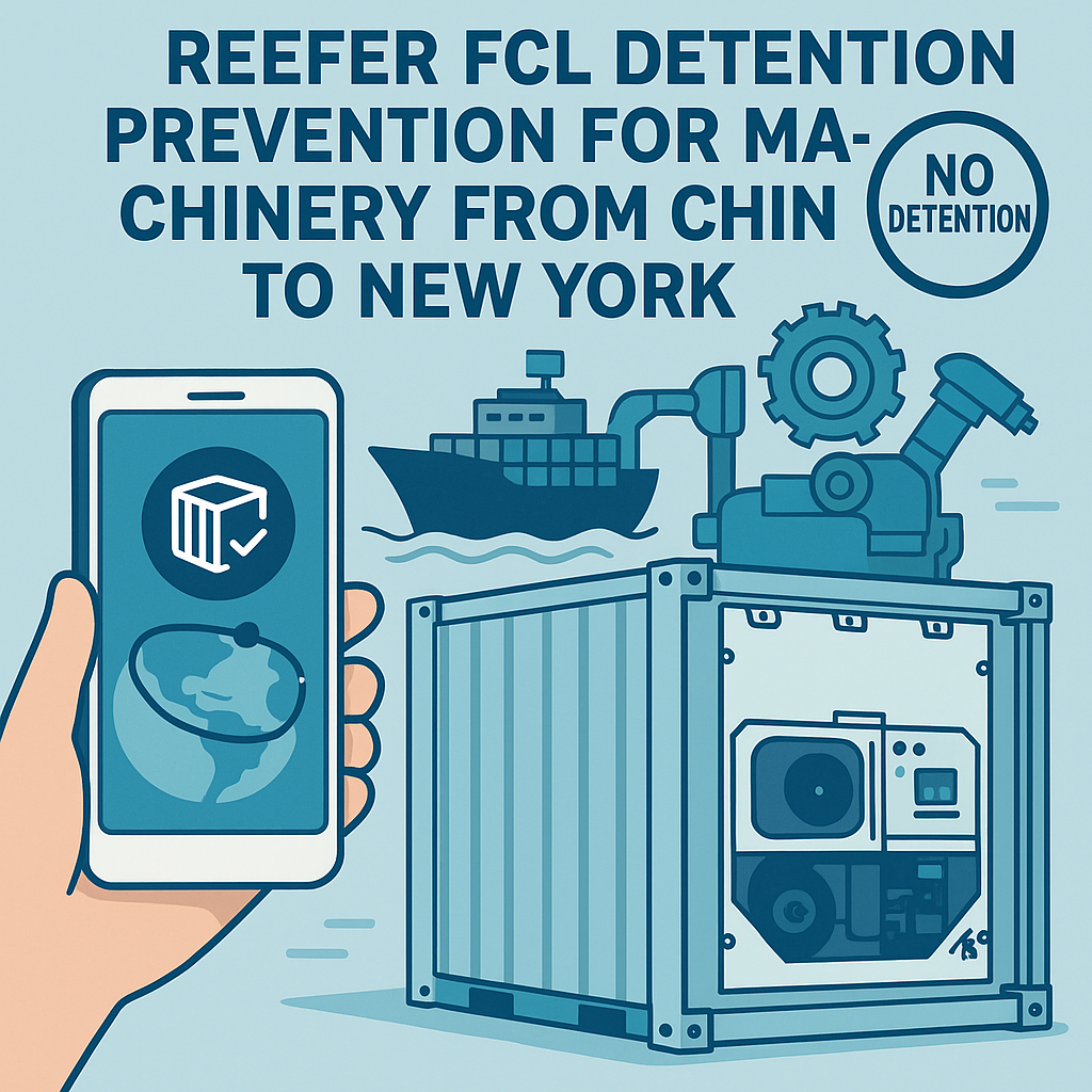 Reefer FCL detention prevention for machinery from China to New York