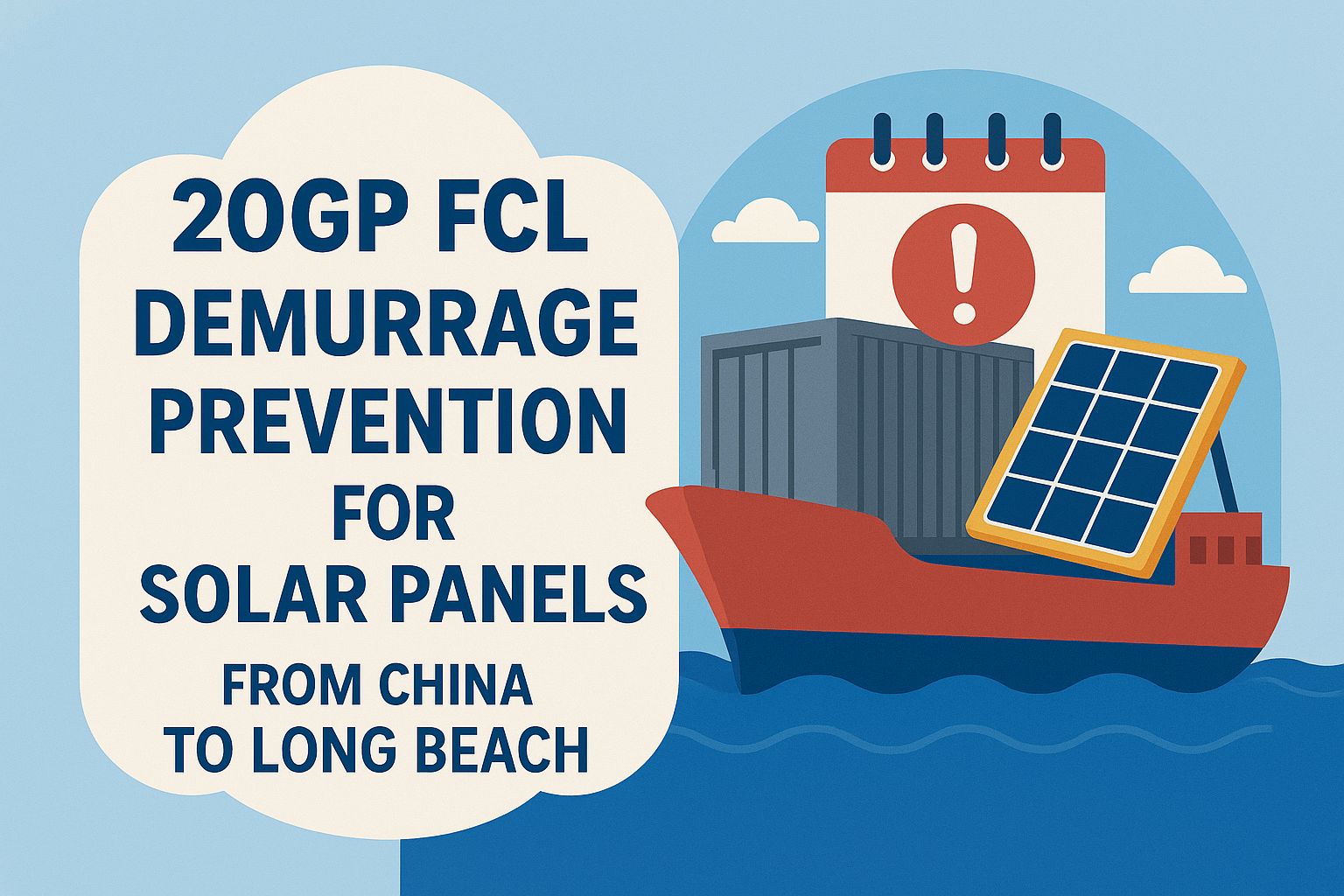 20GP FCL demurrage prevention for solar panels from China to Long Beach