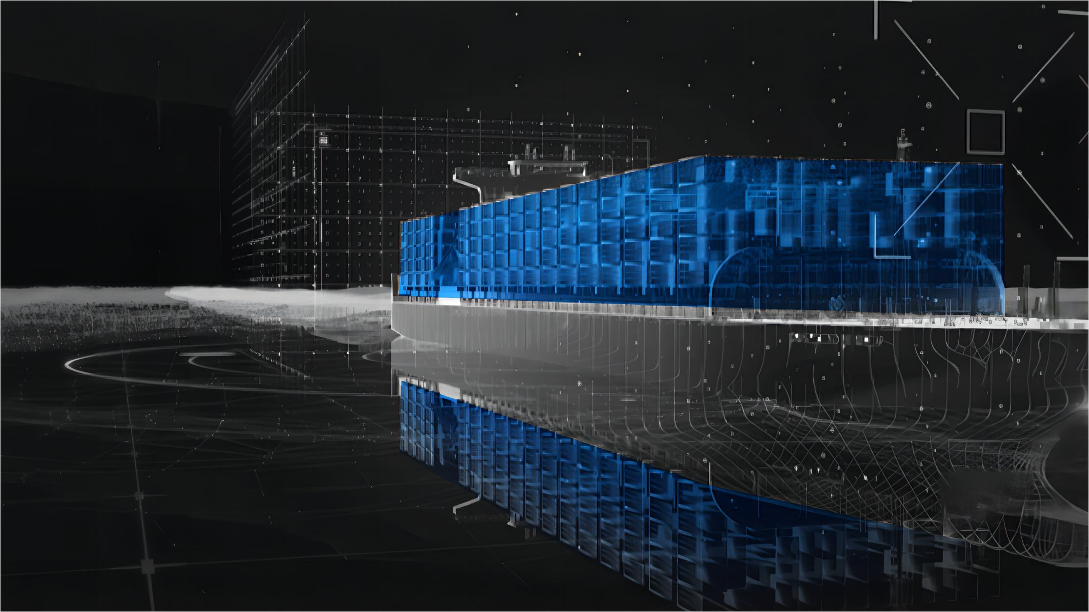 Shipping containers stacked at a port with a cargo ship in the background