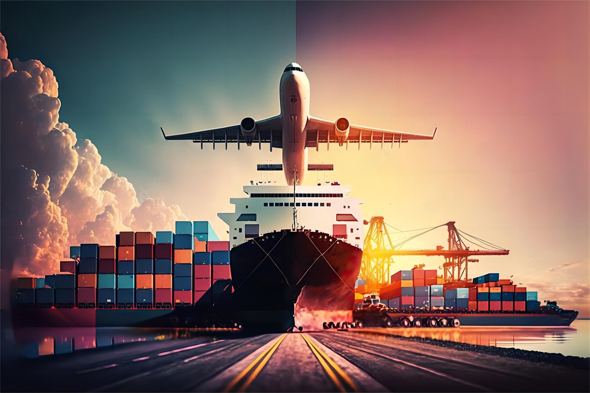 Cargo plane being loaded with freight packages