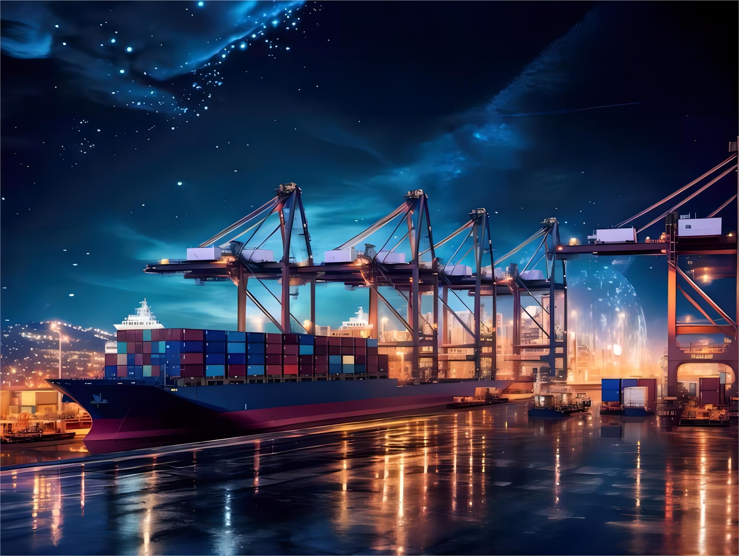 Cargo ships and cranes at Rotterdam port