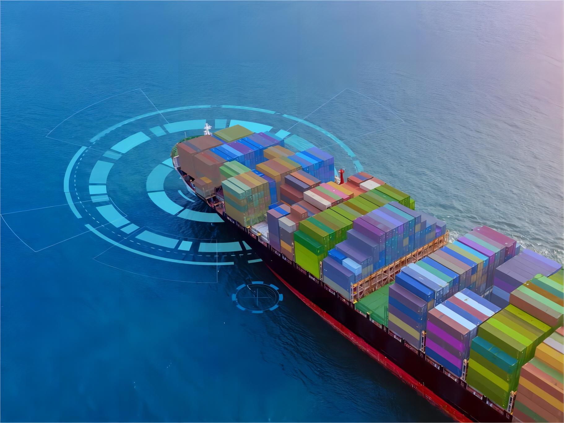 Container ship at a port in Europe