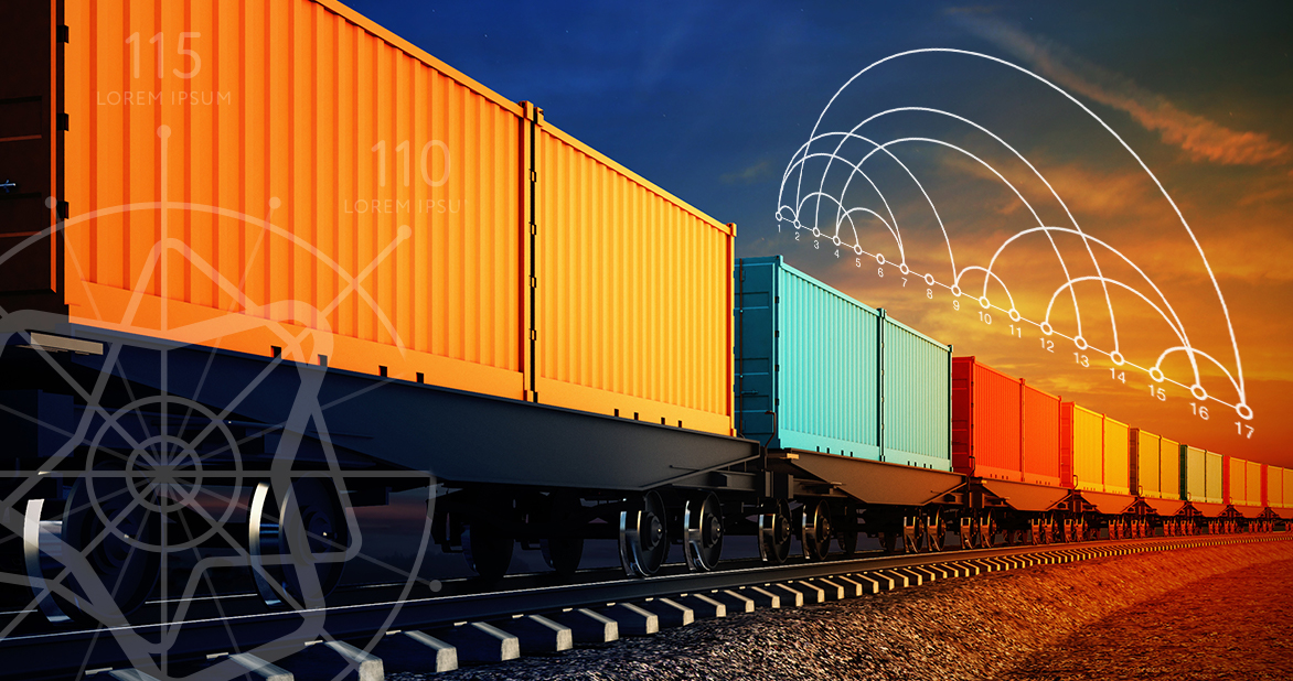 Diagram showing a supply chain with various transport modes