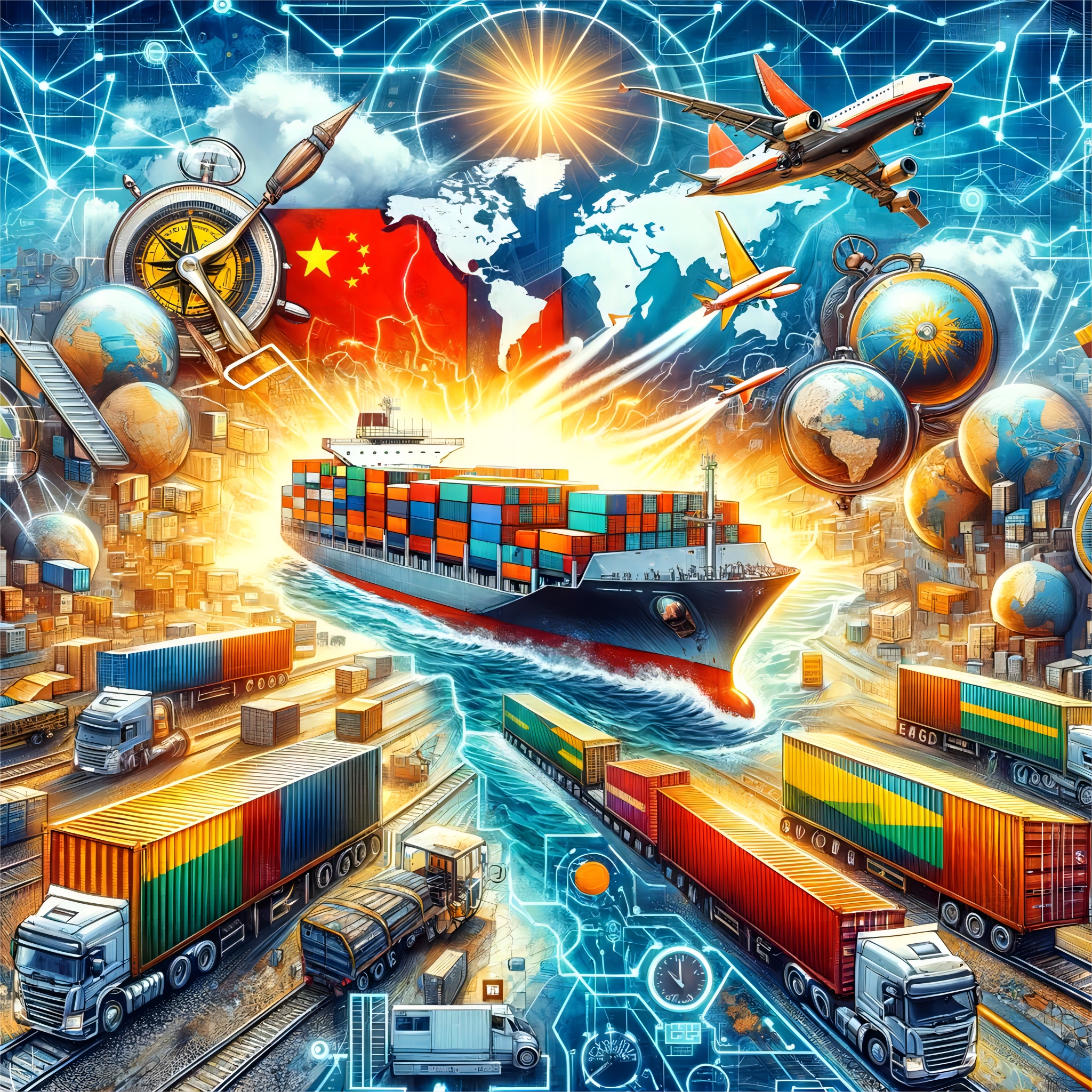 Freight train carrying containers from China to Germany