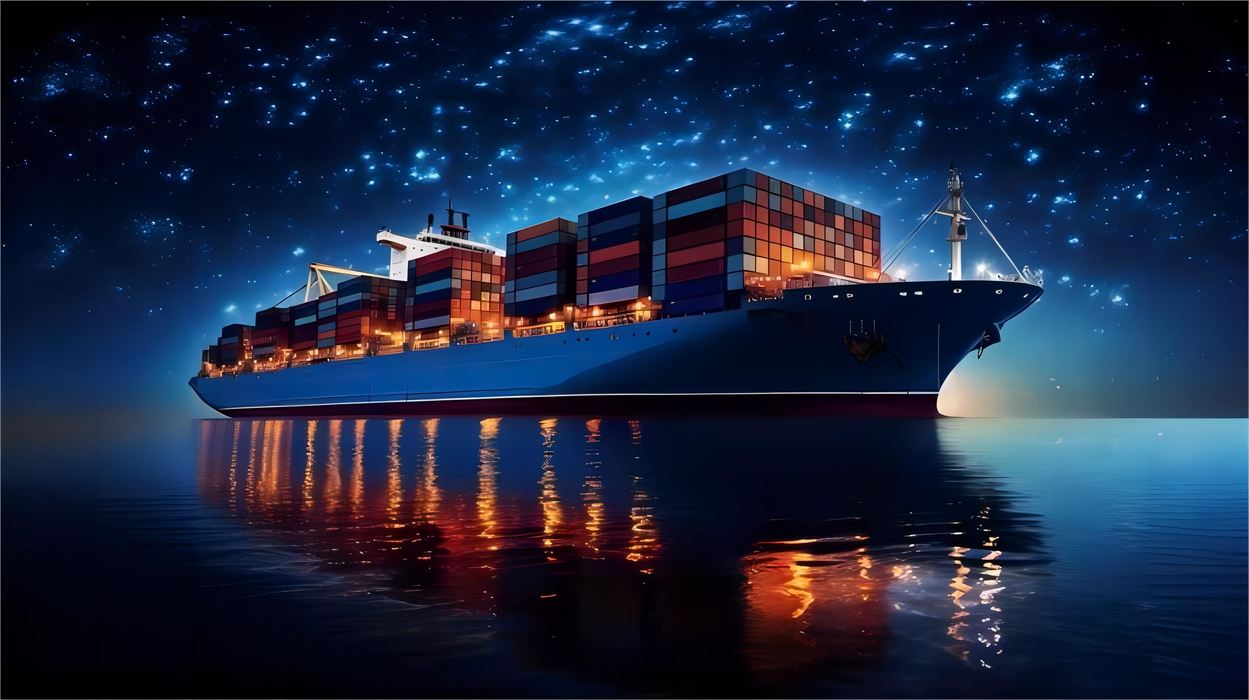 Container ship carrying textile cargo from China to Europe