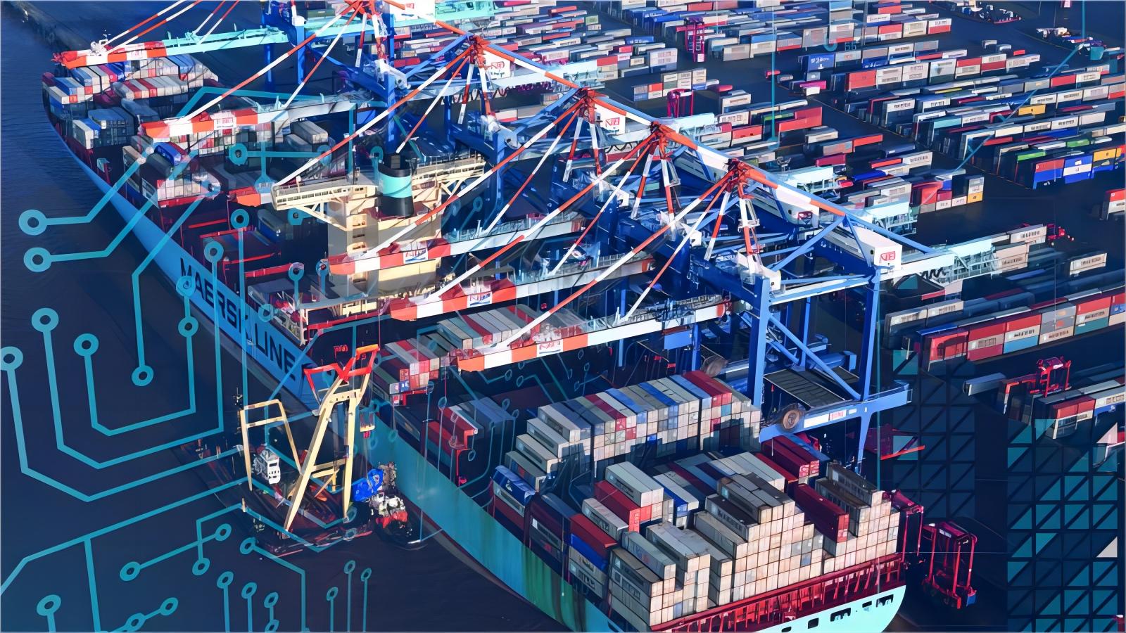 Infographic showing a supply chain flow for computer parts