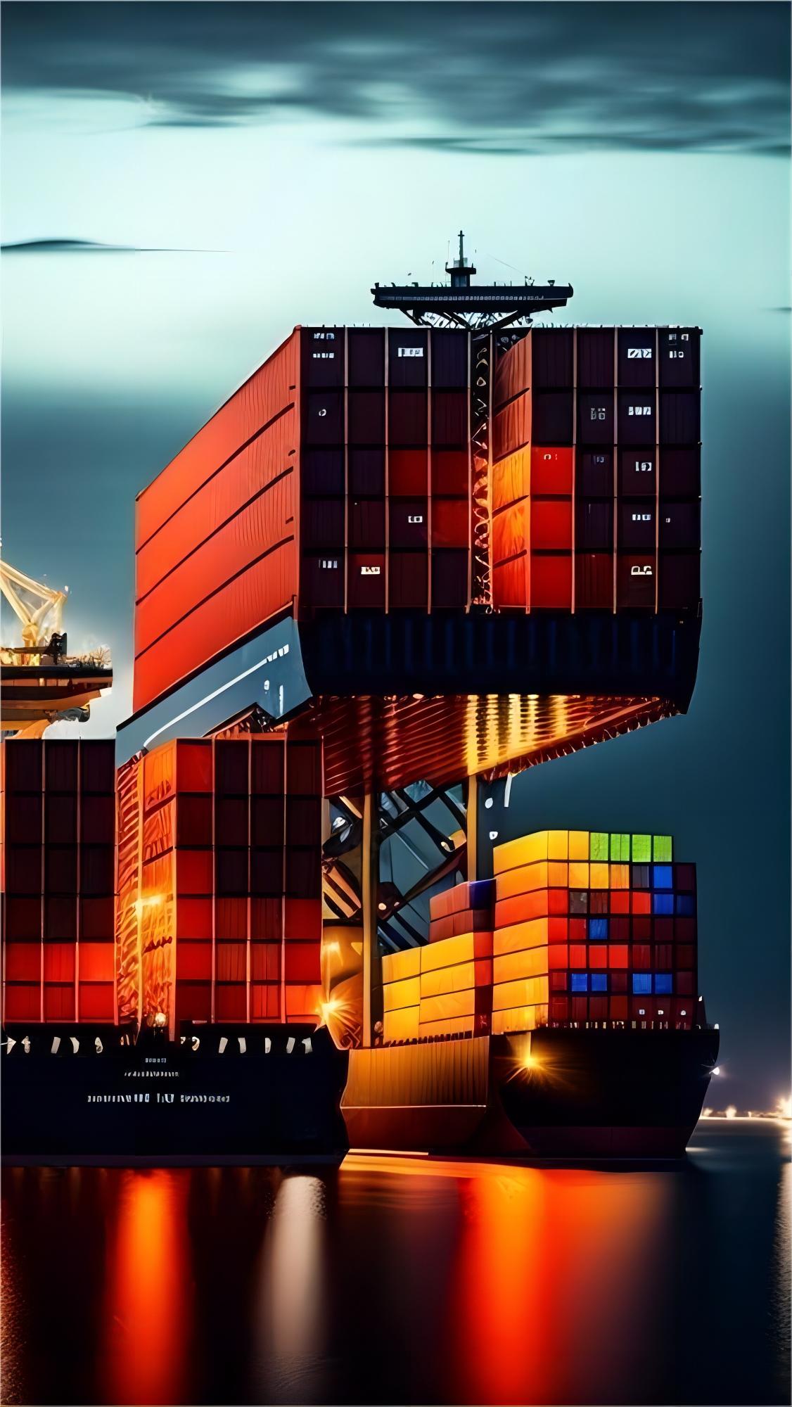 Cargo ship carrying food products from China to USA ports