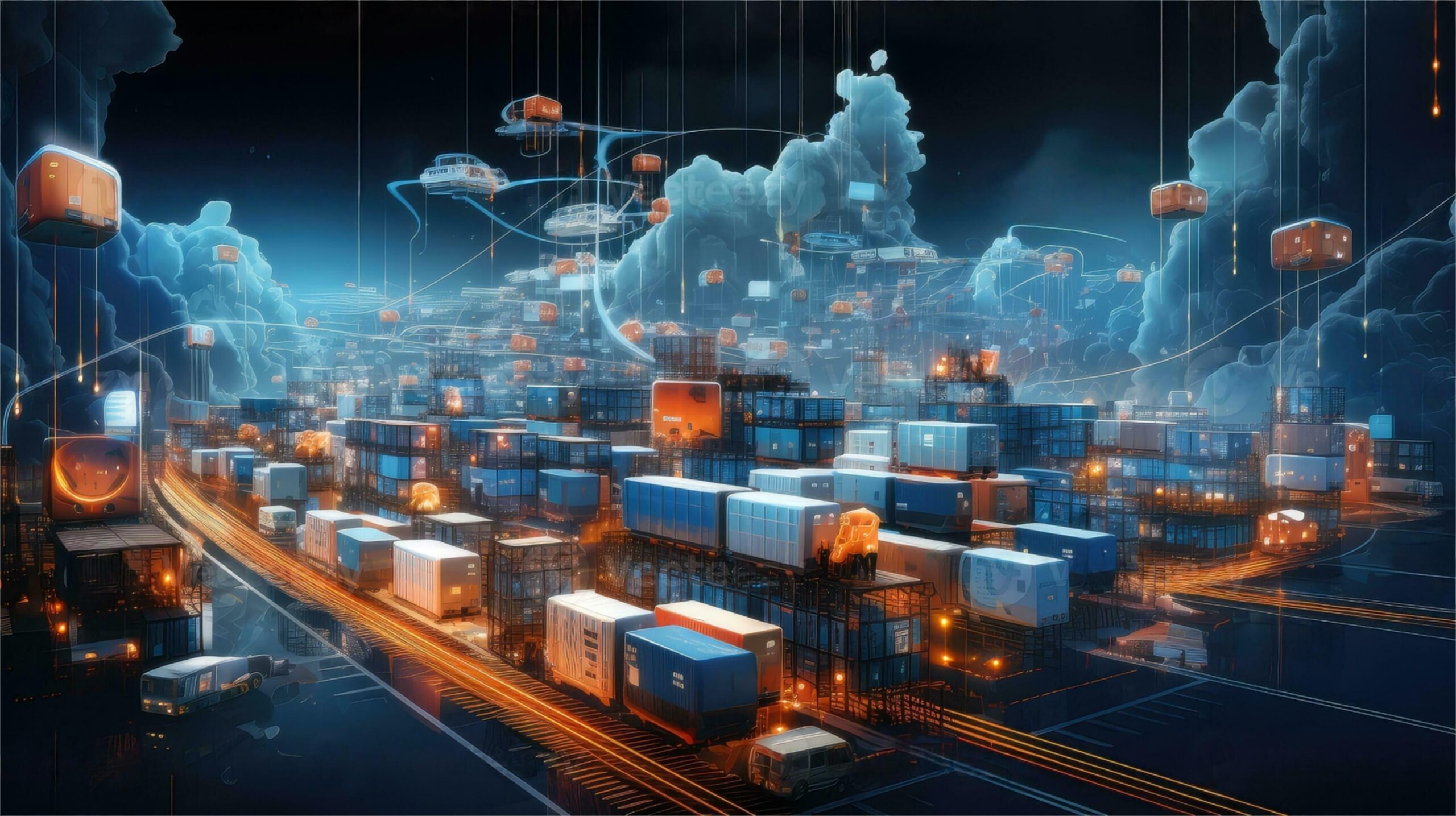 UK port workers unloading sea freight containers