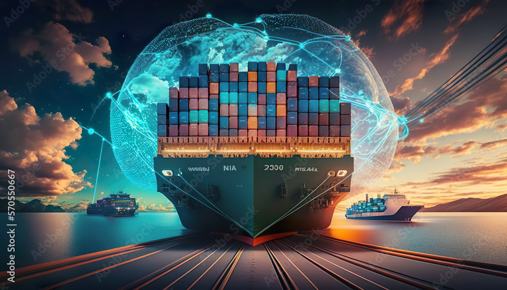 Cargo ship transporting containers from China to Middle East ports