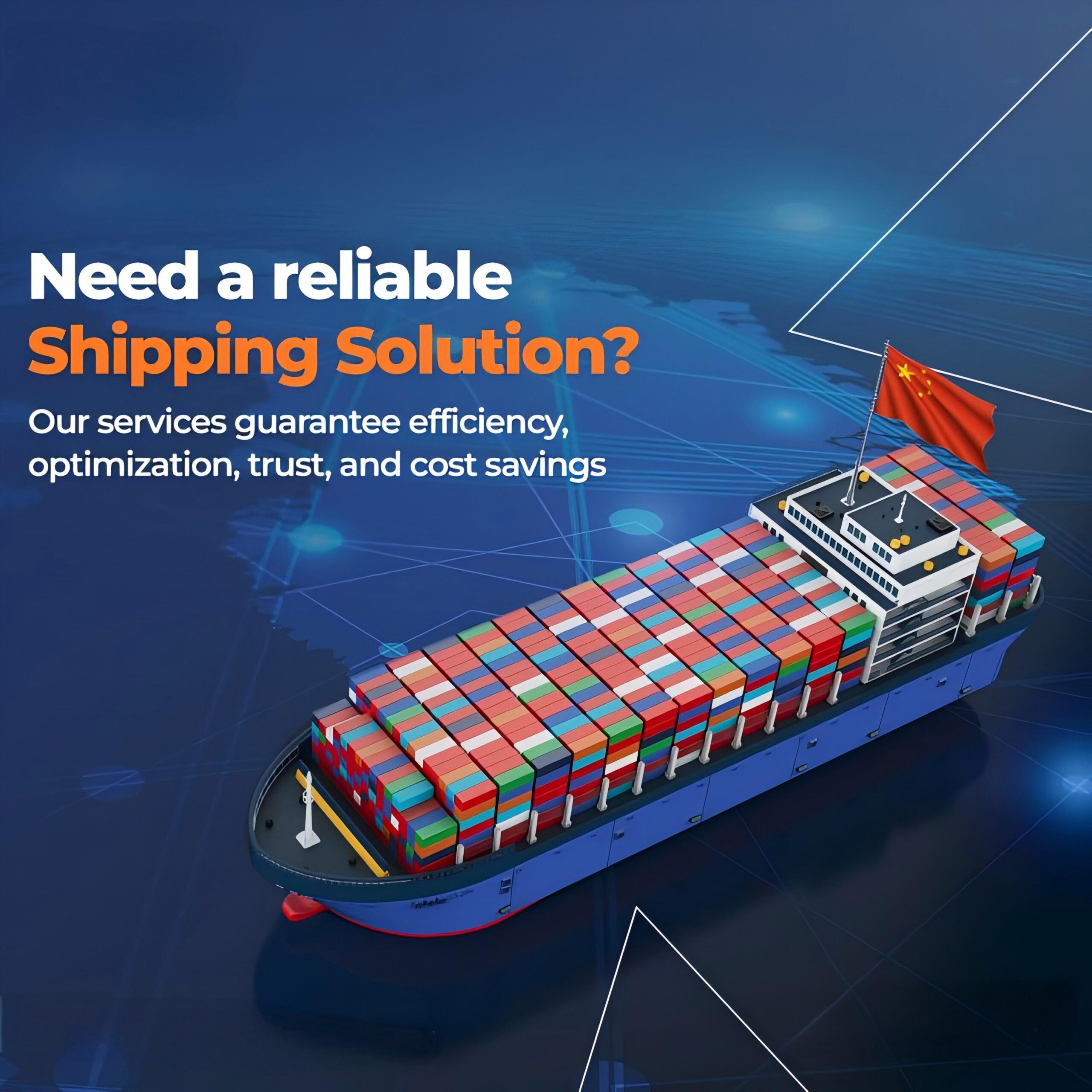 Cargo ship transporting containers from China to Belgium