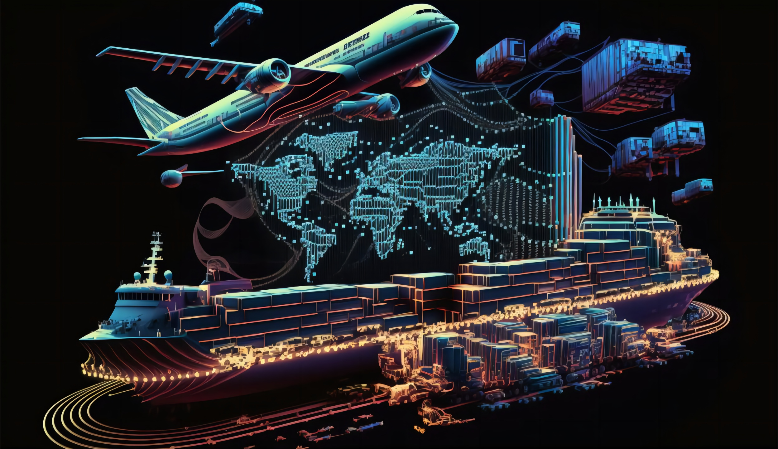 Cargo ship and airplane representing freight forwarder china to middle east services