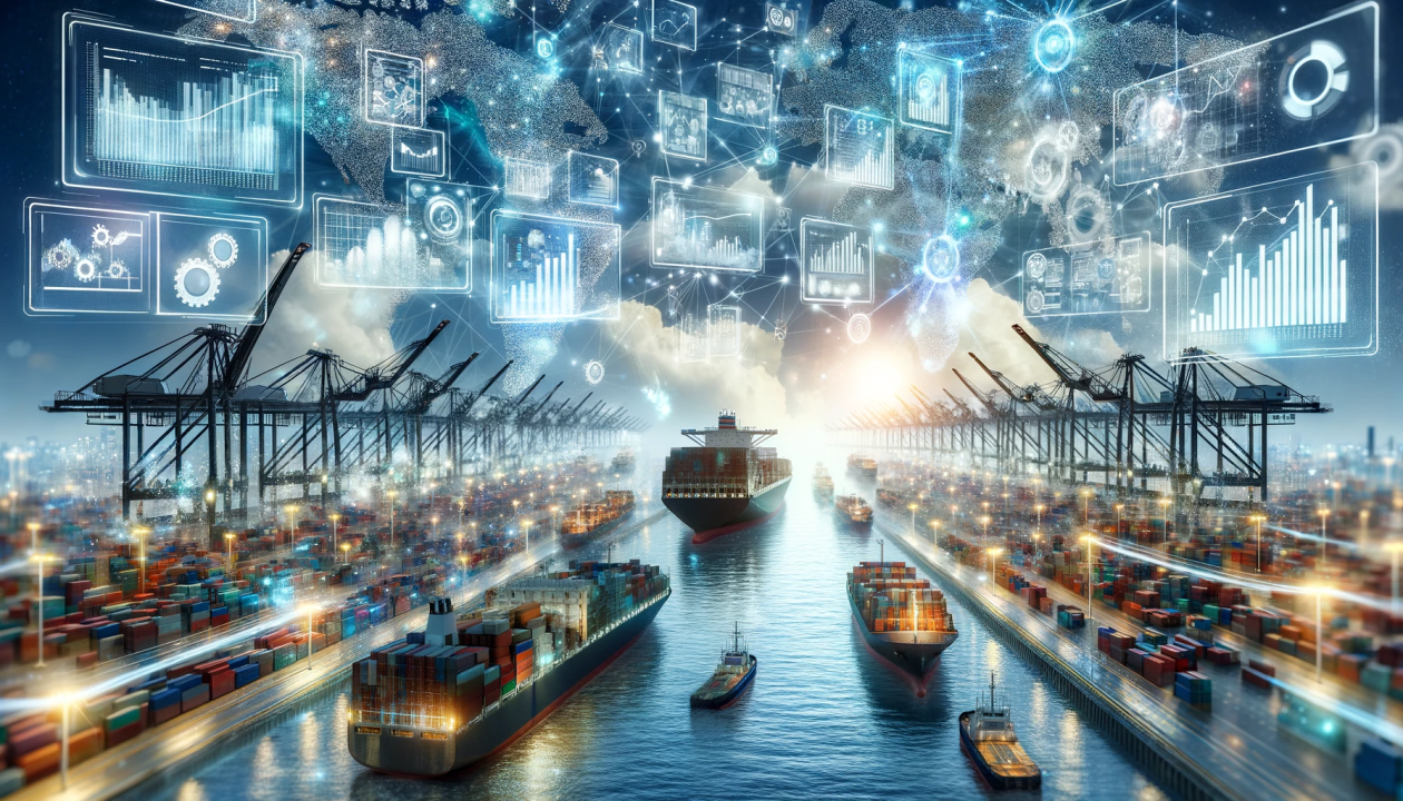 Illustration of a freight forwarder managing complex logistics for electronics