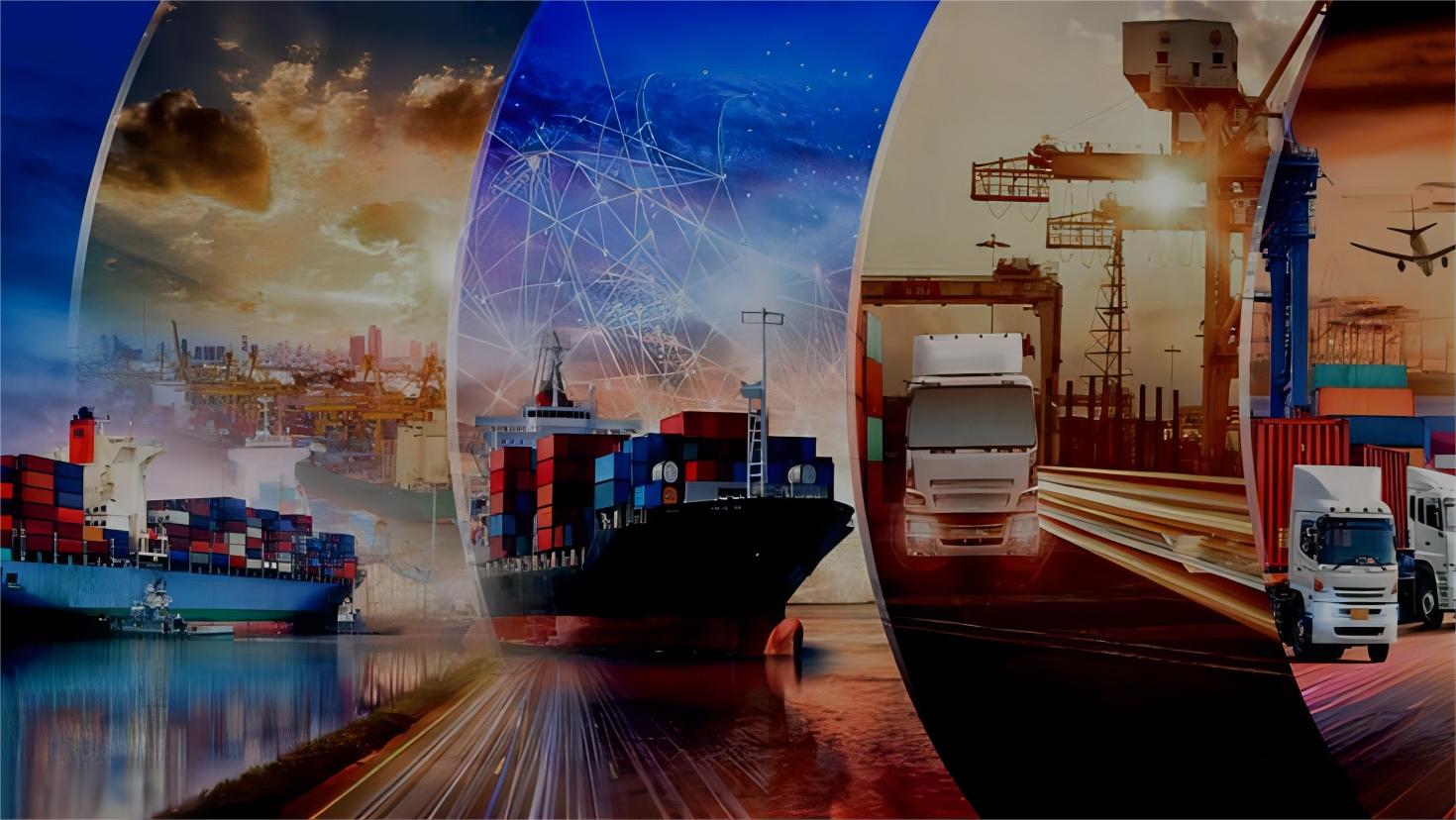 A logistics map showing the sea route from China to major UK ports