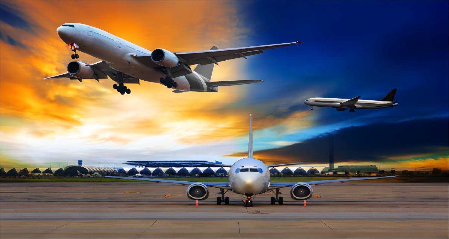 Logistics warehouse with organized air cargo ready for export