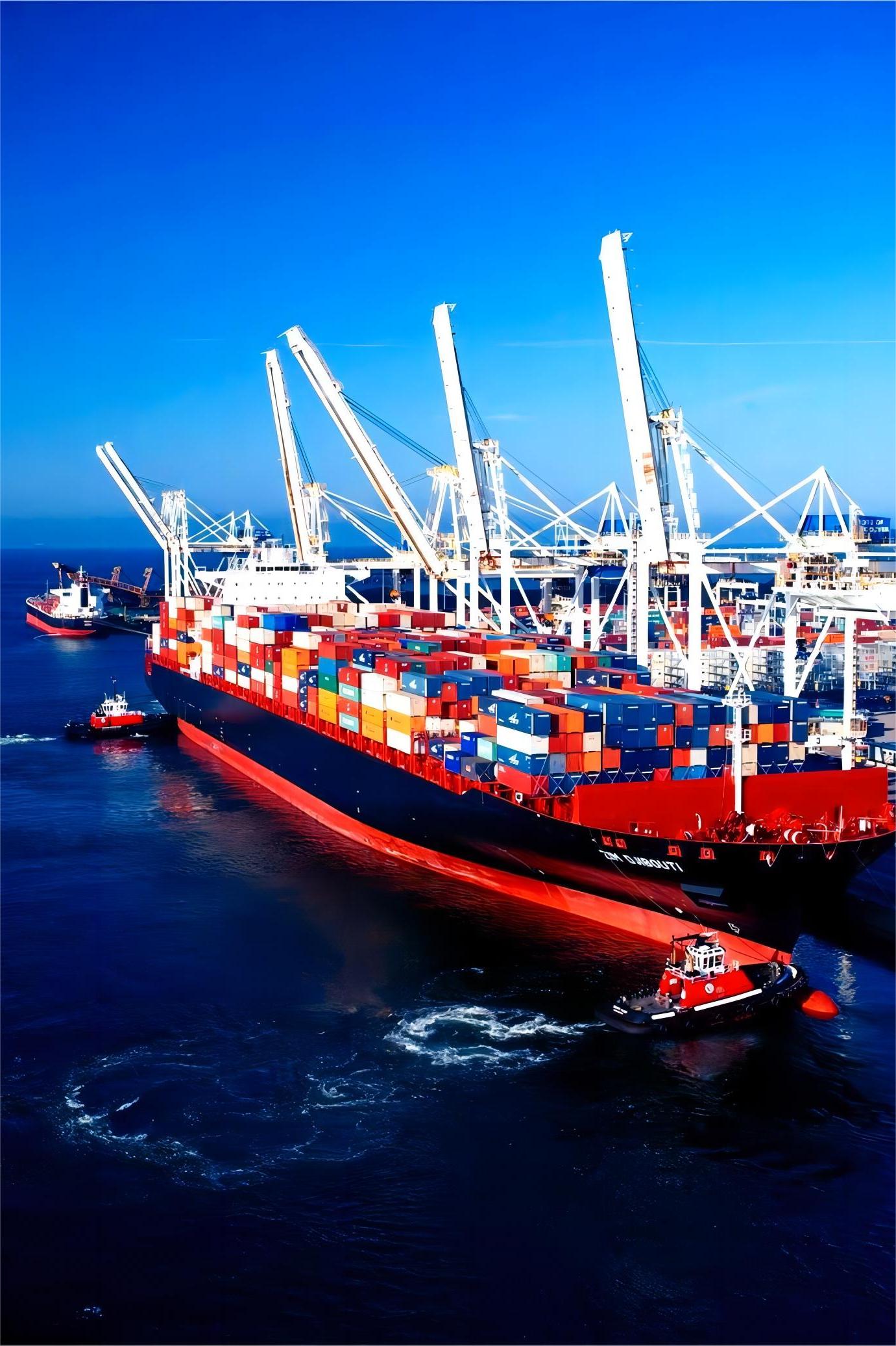 Logistics map showing sea routes between China and Spanish ports