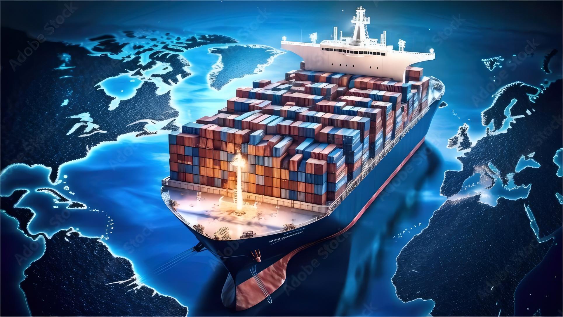 Container ship carrying lighting products from China to Norway