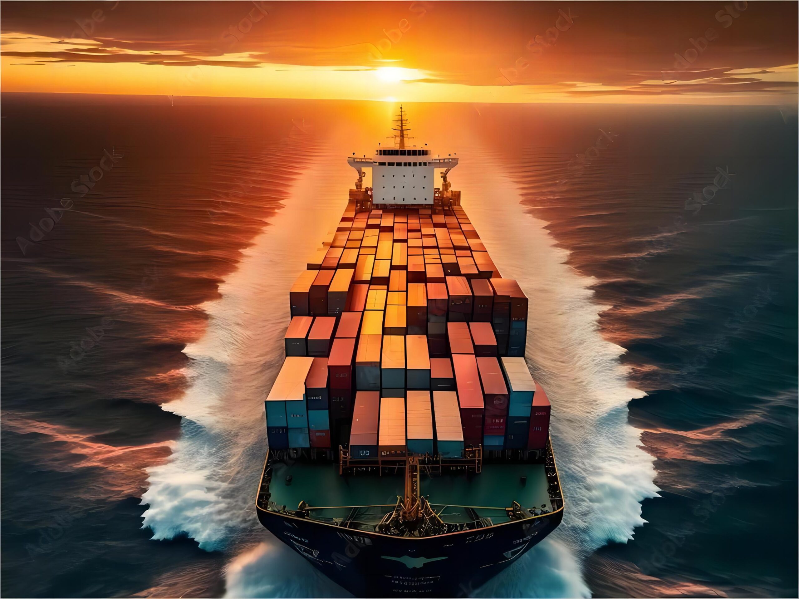 Container ship arriving at the Port of Long Beach in California