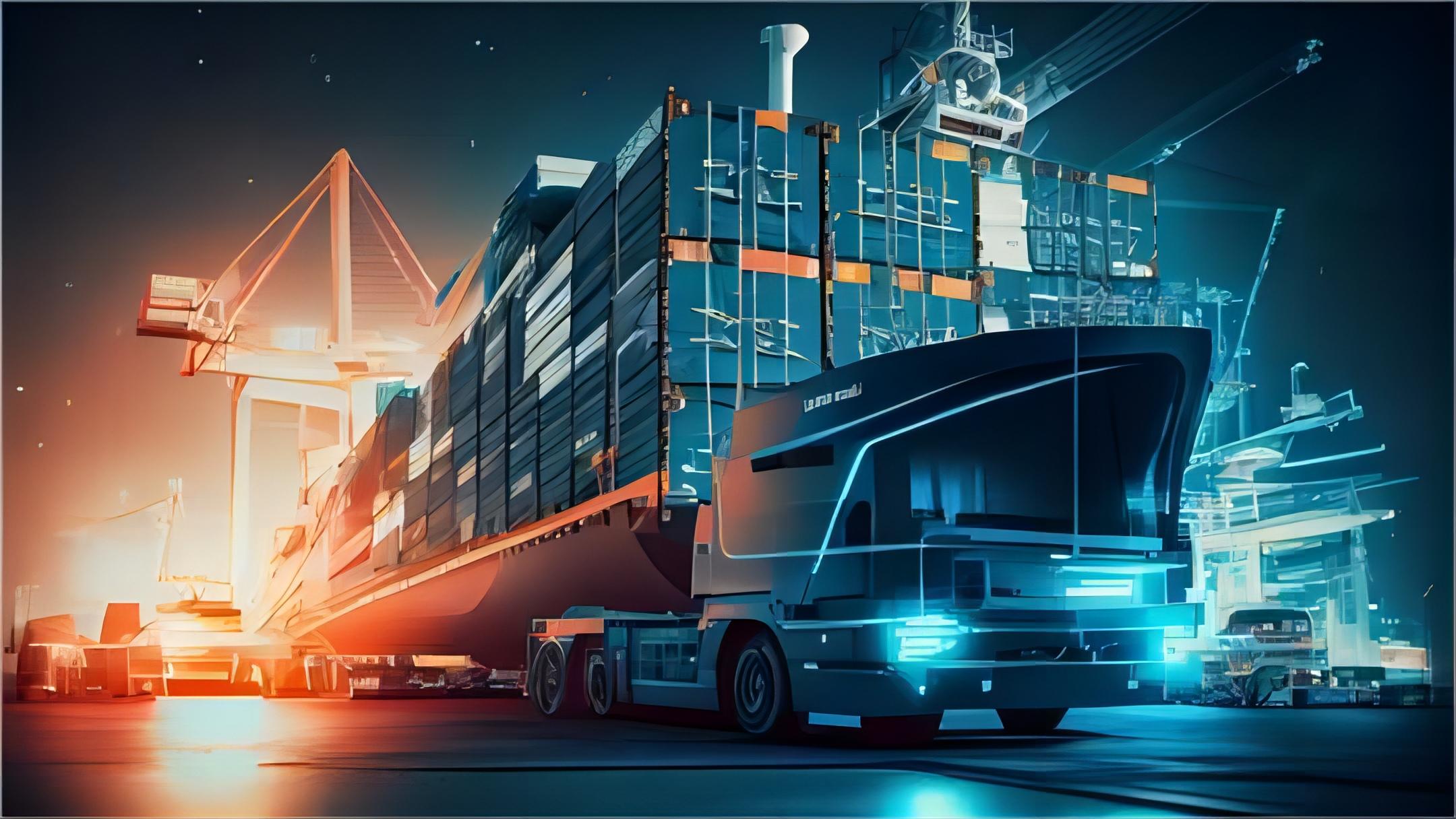 Intermodal rail transport carrying containers across the United States